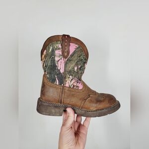 Justin Pink Camo Fat Baby Western Boots, Size 8B